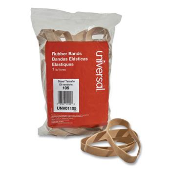 Universal Rubber Bands, Size 105, 0.06&quot; Gauge, Beige, 1 lb Box, 55/Pack