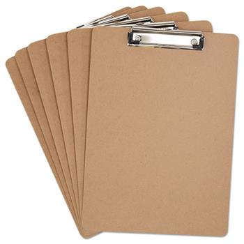 Universal Hardboard Clipboard with Low-Profile Clip, 0.5&quot; Clip Capacity, Holds 8.5 x 11 Sheets, Brown, 6/Pack