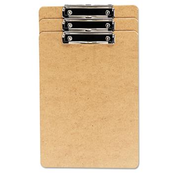 Universal Hardboard Clipboard with Low-Profile Clip, 0.5&quot; Clip Capacity, Holds 8.5 x 14 Sheets, Brown, 3/Pack