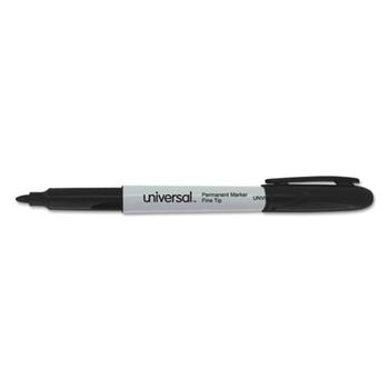 Universal Pen-Style Permanent Marker, Bullet/Fine, Black, 60/PK
