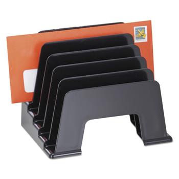 Universal Recycled Plastic Incline Sorter, 5 Sections, DL to A5 Size Files, 8&quot; x 5.5&quot; x 6&quot;, Black