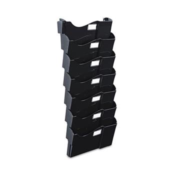 Universal Grande Central Filing System, 7 Sections, Legal/Letter Size, Wall Mount, 16&quot; x 4.75&quot; x 38.25&quot;, Black, 7/Pack