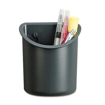 Universal Recycled Plastic Cubicle Pencil Cup, 4.25 x 2.5 x 5, Wall Mount, Charcoal