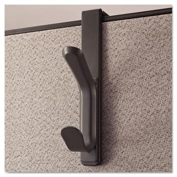 Universal Recycled Cubicle Double Coat Hook, Plastic, Charcoal