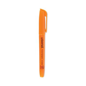 Universal Pocket Highlighters, Fluorescent Orange Ink, Chisel Tip, Orange Barrel, Dozen