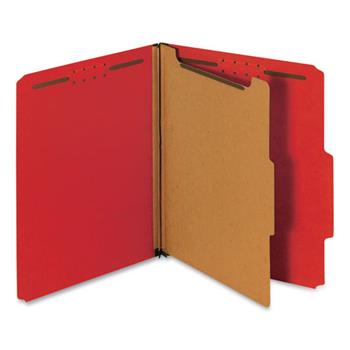 Universal Bright Colored Pressboard Classification Folders, 1 Divider, Letter Size, Ruby Red, 10/Box
