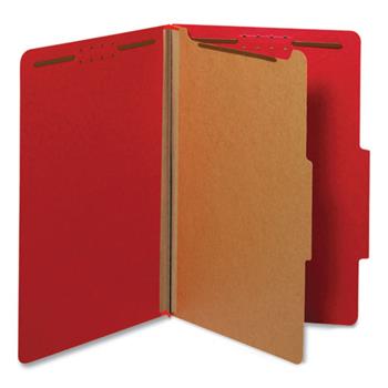 Universal Bright Colored Pressboard Classification Folders, 1 Divider, Legal Size, Ruby Red, 10/Box