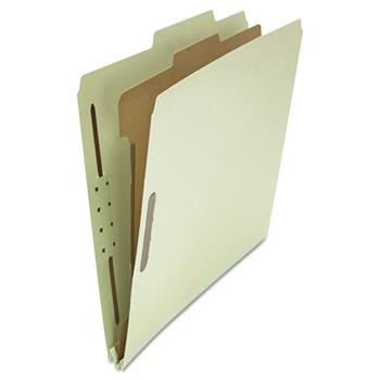 Universal Four-Section Pressboard Classification Folders, 1 Divider, Letter Size, Gray-Green, 10/Box