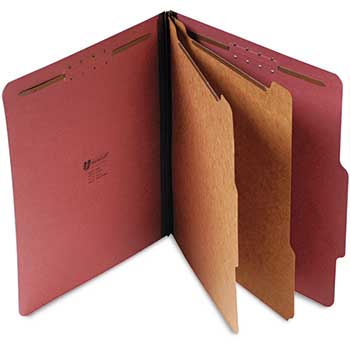 W.B. Mason Co. Pressboard Classification Folder, Letter, Six-Section, Red, 10/Box