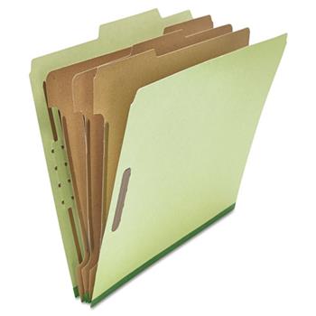 Universal Eight-Section Pressboard Classification Folders, 3 Dividers, Letter Size, Green, 10/Box