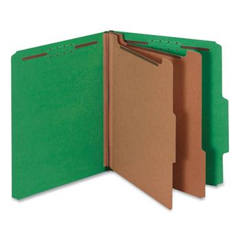 Universal Bright Colored Pressboard Classification Folders, 2 Dividers, Letter Size, Emerald Green, 10/Box