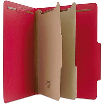 W.B. Mason Co. Pressboard Classification Folders, Letter, Six-Section, Ruby Red, 10/BX