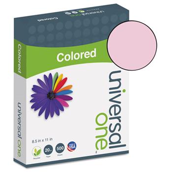Universal Deluxe Colored Paper, 20 lb, 8.5&quot; x 11&quot;, Pink, 500 Sheets/Ream