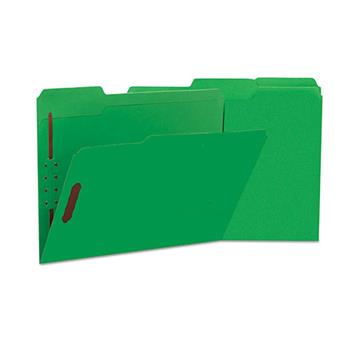 Universal Deluxe Reinforced Top Tab Fastener Folders, 2 Fasteners, Letter Size, Green Exterior, 50/Box