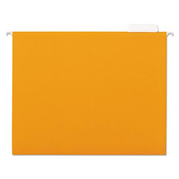 Universal Deluxe Bright Color Hanging File Folders, Letter Size, 1/5-Cut Tabs, Orange, 25/Box