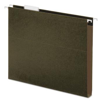 Universal Box Bottom Hanging File Folders, 1&quot; Capacity, Letter Size, 1/5-Cut Tabs, Standard Green, 25/Box