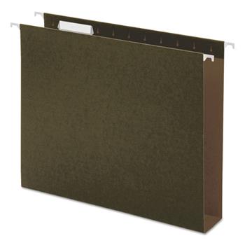 Universal Box Bottom Hanging File Folders, 2&quot; Capacity, Letter Size, 1/5-Cut Tabs, Standard Green, 25/Box