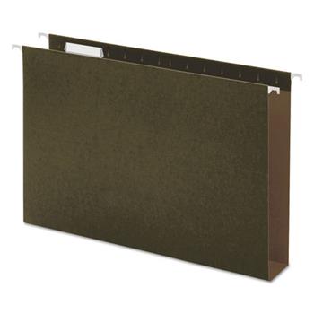 Universal Box Bottom Hanging File Folders, 2&quot; Capacity, Legal Size, 1/5-Cut Tabs, Standard Green, 25/Box
