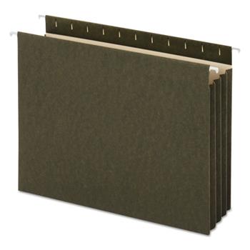 Universal Hanging Box Bottom File Pockets, 1 Section, 3.5&quot; Capacity, Letter Size, Standard Green, 10/Box