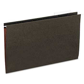 W.B. Mason Co. Hanging File Folders, 1/3 Tab, 11 Point Stock, Legal, Standard Green, 25/BX