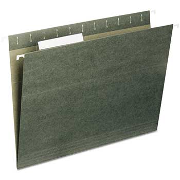 W.B. Mason Co. Hanging File Folders, 1/5 Tab, 11 Point Stock, Legal, Standard Green, 25/BX