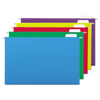 Universal Deluxe Bright Color Hanging File Folders, Legal Size, 1/5-Cut Tabs, Assorted Colors, 25/Box