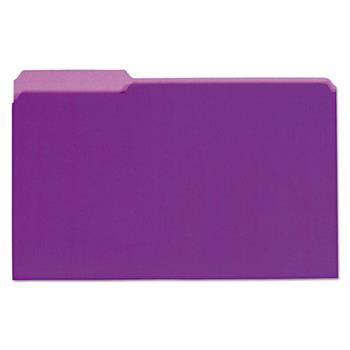 Universal Interior File Folders, 1/3-Cut Tabs: Assorted, Legal Size, 11-pt Stock, Violet, 100/Box