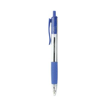 Universal Comfort Grip Ballpoint Pen, Retractable, Medium 1 mm, Blue Ink, Clear Barrel, Dozen