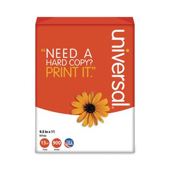 Universal Printout Paper, 4-Part, 15 lb, 9.5&quot; x 11&quot;, White, 900 Sheets/Carton
