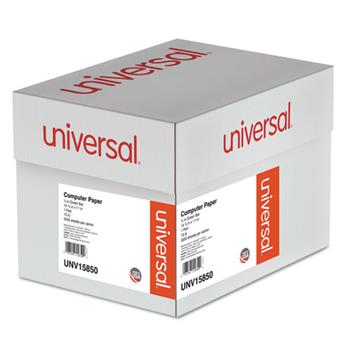 Universal Printout Paper, 1-Part, 15 lb, 14.88&quot; x 11&quot;, White/Green Bar, 3000 Sheets/Carton