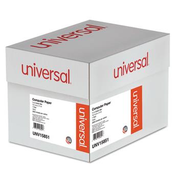 Universal Printout Paper, 1-Part, 18 lb, 14.88&quot; x 11&quot;, White/Green Bar, 2600 Sheets/Carton