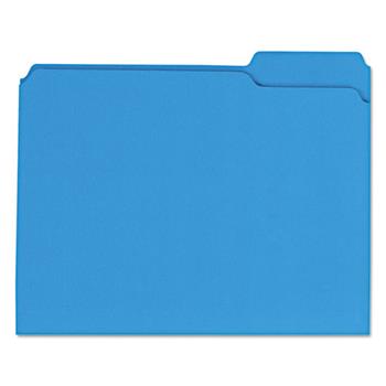 Universal Reinforced Top-Tab File Folders, 1/3-Cut Tabs: Assorted, Letter Size, 1&quot; Expansion, Blue, 100/Box