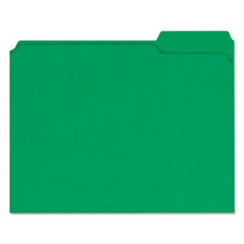 Universal Reinforced Top-Tab File Folders, 1/3-Cut Tabs: Assorted, Letter Size, 1&quot; Expansion, Green, 100/Box