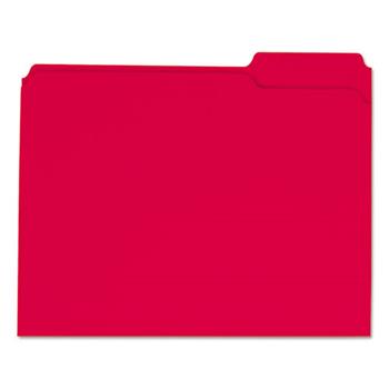 Universal Reinforced Top-Tab File Folders, 1/3-Cut Tabs: Assorted, Letter Size, 1&quot; Expansion, Red, 100/Box