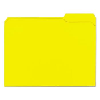 Universal Reinforced Top-Tab File Folders, 1/3-Cut Tabs: Assorted, Letter Size, 1&quot; Expansion, Yellow, 100/Box