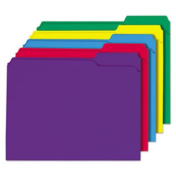 Universal Reinforced Top-Tab File Folders, 1/3-Cut Tabs: Assorted, Letter Size, 1&quot; Expansion, Assorted Colors, 100/Box
