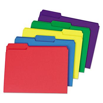 Universal One Deluxe Heavyweight File Folders, 1/3-Cut Tabs: Assorted, Letter Size, 0.75&quot; Expansion, Assorted Colors, 50/Box