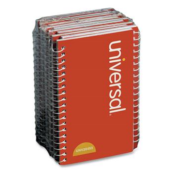 Universal Wirebound Memo Book, Narrow Ruled, 3&quot; x 5&quot;, White Paper, Orange Cover, 50 Sheets/Memo Book, 12 Memo Books/Pack