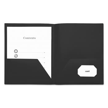 Universal Two-Pocket Plastic Folders, 100-Sheet Capacity, 11 x 8.5, Black, 10/Pack