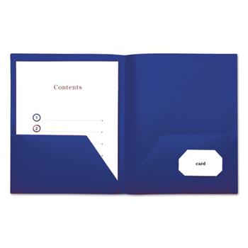 Universal Two-Pocket Plastic Folders, 100-Sheet Capacity, 11 x 8.5, Navy Blue, 10/Pack