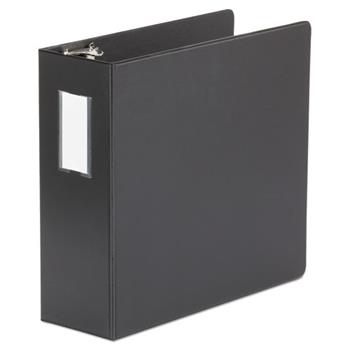 Universal Deluxe Non-View D-Ring Binder with Label Holder, 3 Rings, 4&quot; Capacity, 11 x 8.5, Black