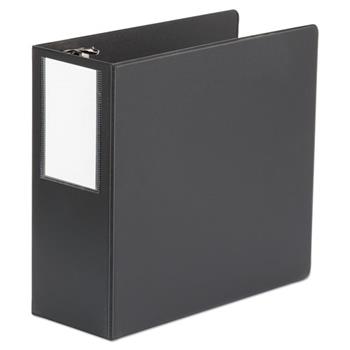 Universal Deluxe Non-View D-Ring Binder with Label Holder, 3 Rings, 5&quot; Capacity, 11 x 8.5, Black
