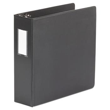 Universal Deluxe Non-View D-Ring Binder with Label Holder, 3 Rings, 3&quot; Capacity, 11 x 8.5, Black