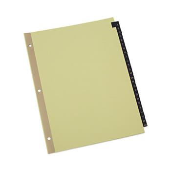 Universal Deluxe Preprinted Simulated Leather Tab Dividers with Gold Printing, 25-Tab, A to Z, 11 x 8.5, Buff, 1 Set