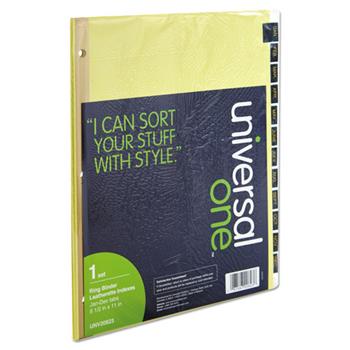 Universal Deluxe Preprinted Simulated Leather Tab Dividers with Gold Printing, 12-Tab, Jan. to Dec., 11 x 8.5, Buff, 1 Set