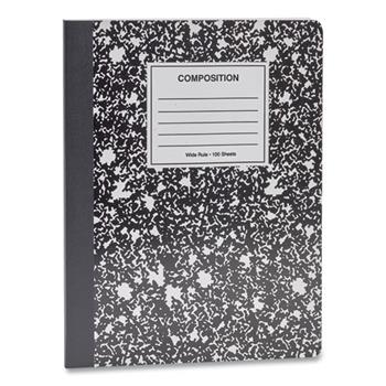 Universal Composition Book, Wide Ruled, 9.75&quot; x 7.5&quot;, White Paper, Black Marble Cover, 100 Sheets