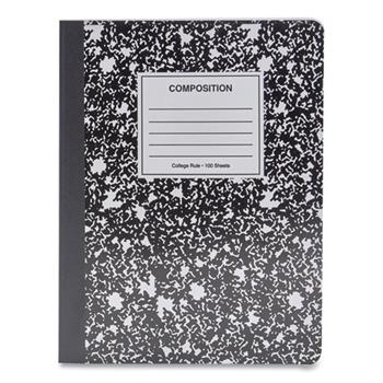Universal Composition Book, Medium/College Rule, Black Marble Cover, 9.75 x 7.5, 100 Sheets
