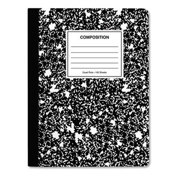 Universal Composition Book, Quadrille Ruled, Black Marble Cover, 9.75&quot; x 7.5&quot;, 100 Sheets