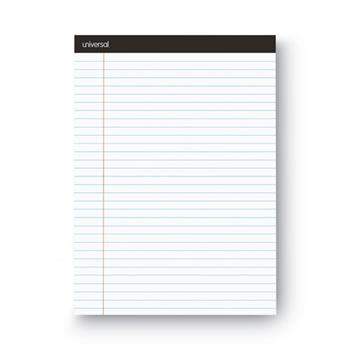 Universal Premium Writing Pads, Wide Ruled, 8.5&quot; x 11&quot;, White Paper, Black Headband, 50 Sheets/Pad, 12 Pads/Pack