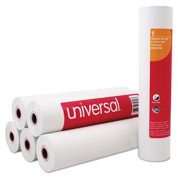 Universal Direct Thermal Printing Fax Paper Rolls, 1/2&quot; Core, 8.5&quot; x 98&#39;, White, 6 Rolls/Pack